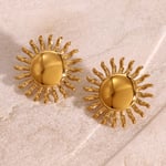 Gold color / 1 Pair Simple Series Retro Sun Stainless Steel  Gold Color Women's Earrings Picture2